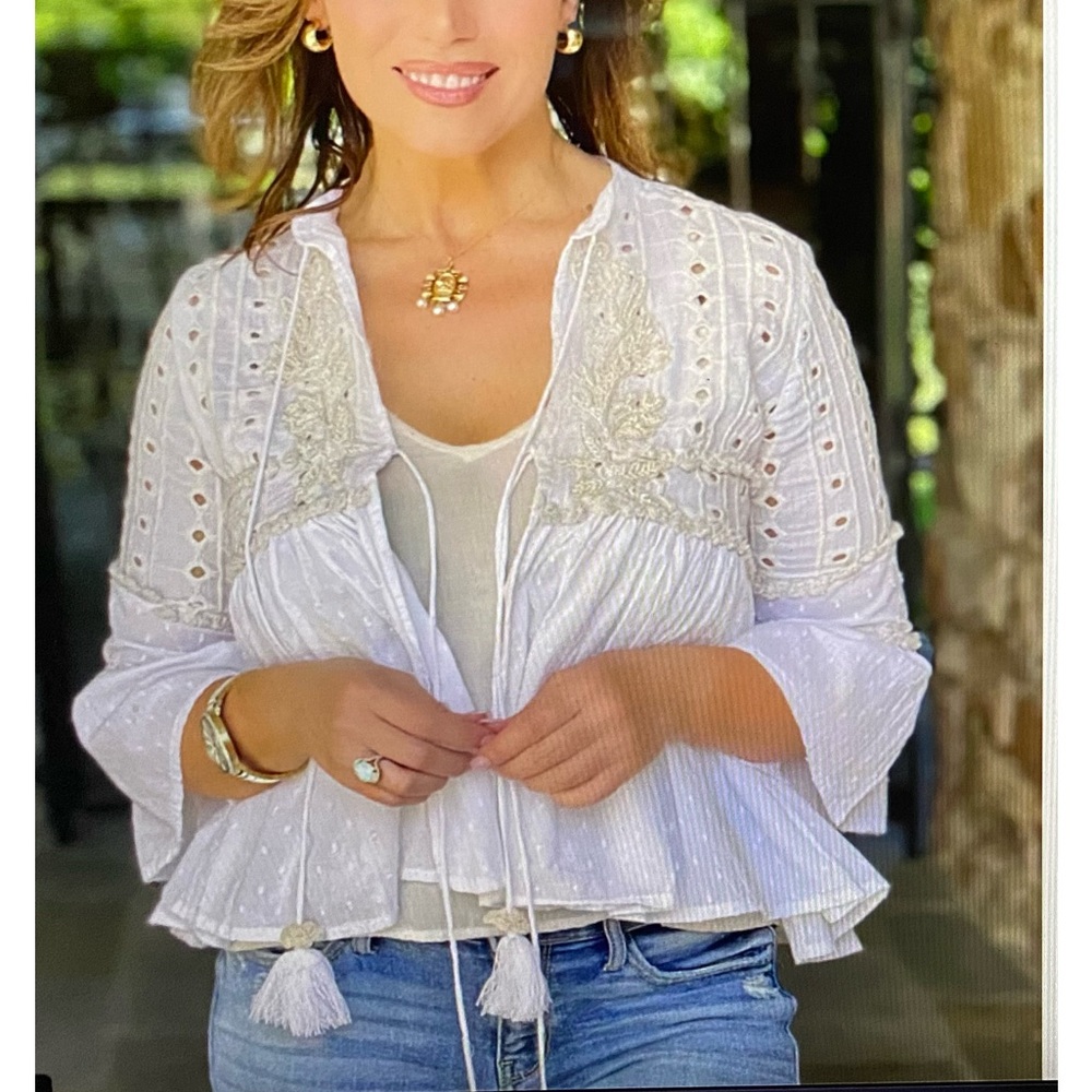 NWT Barok Paris cardi size 0-14 one size White Resort Cardigan Lisa Robertson